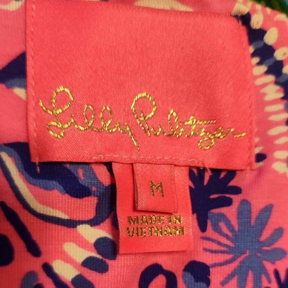 Lilly Pulitzer Pink and Blue One-Shoulder Dress - Picture 2 of 4